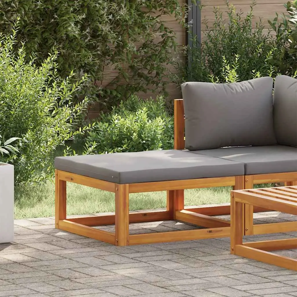 Outdoor Footrest for Garden Lounge Seating with Padded Cushion Solid Wood