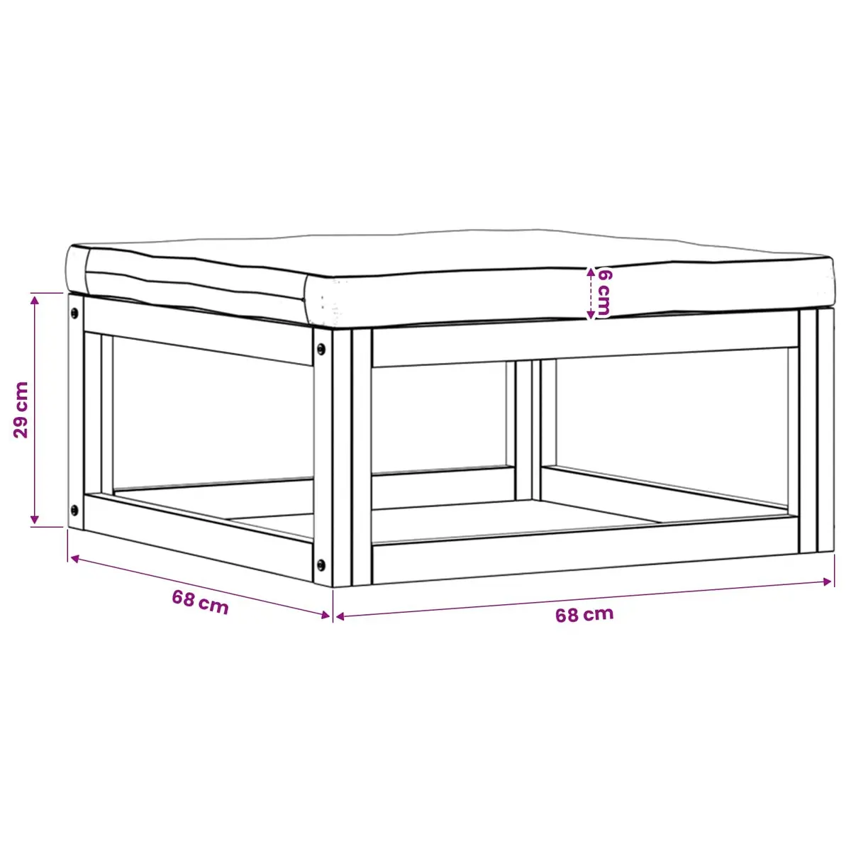 Outdoor Footrest with Cushion for Garden Use Solid Wood Size