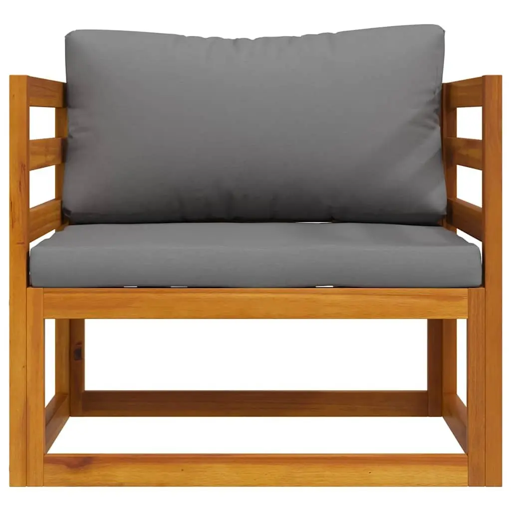 Garden Chair for Patio and Garden with Grey Cushions Solid Acacia Wood