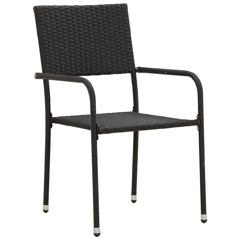 3-Piece Black Outdoor Dining Set with Sturdy Acacia Table
