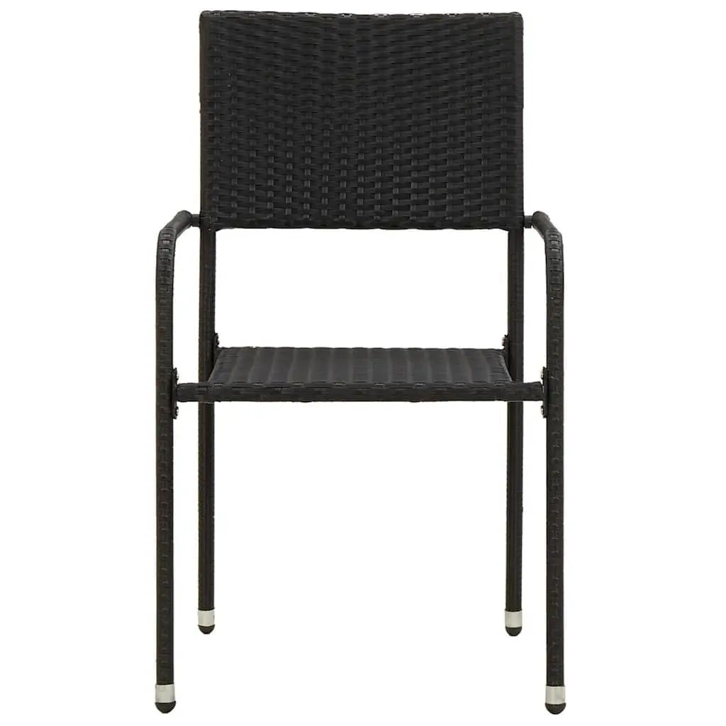 3-Piece Black Outdoor Dining Set with Sturdy Acacia Table