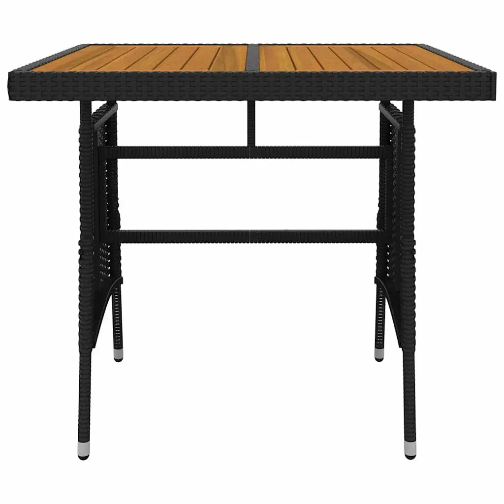 3-Piece Black Outdoor Dining Set with Sturdy Acacia Table