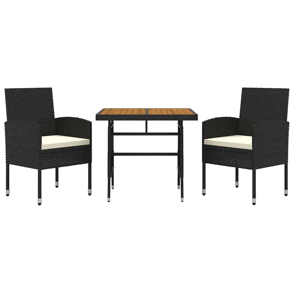 3 Piece Black Outdoor Dining Set