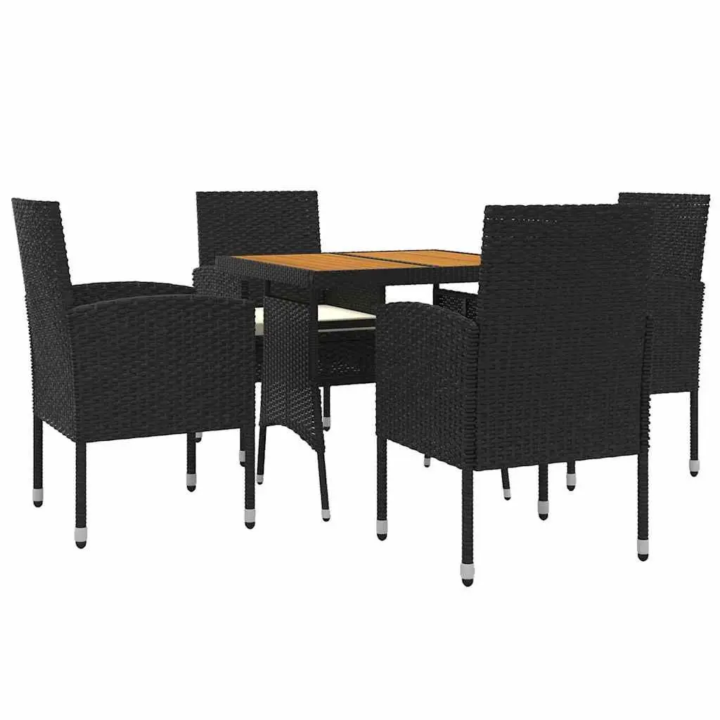 5 Piece Outdoor Dining Set Patio Garden Furniture Black