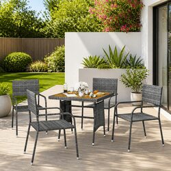 Outdoor Dining Set 5 Piece Patio Garden Furniture Table Chairs Grey