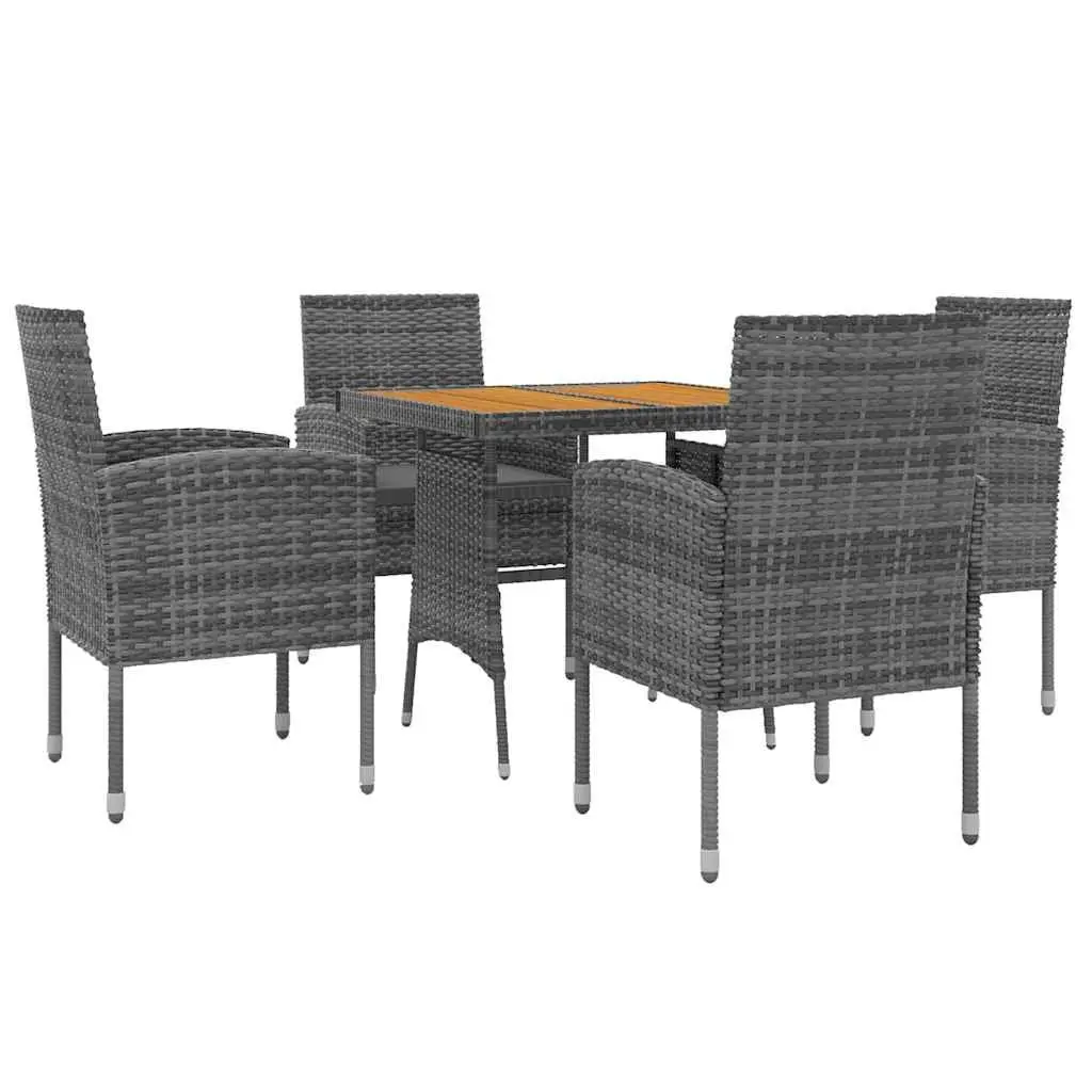 5 Piece Outdoor Dining Set Patio Garden Furniture Grey Rattan Chairs Table