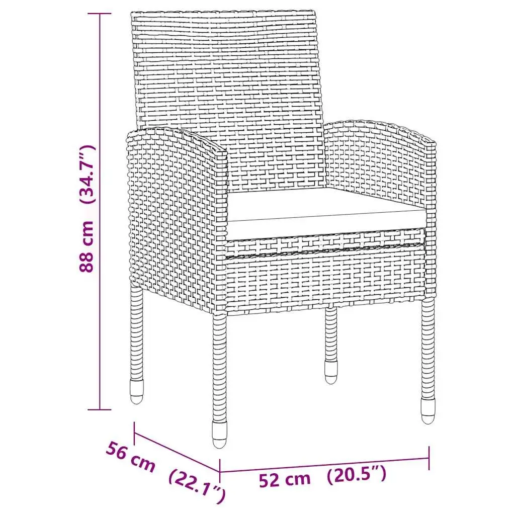 5 Piece Outdoor Dining Set Patio Garden Furniture Grey Rattan Chairs Table