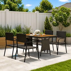 Outdoor Dining Set 5 Piece Patio Garden Furniture Table Chairs Black
