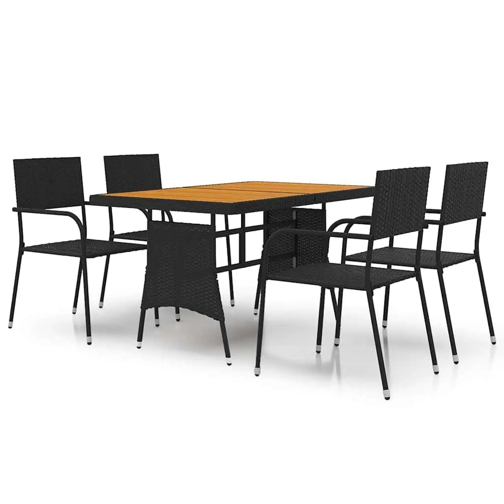 Outdoor Dining Set 5 Piece Patio Garden Furniture Black