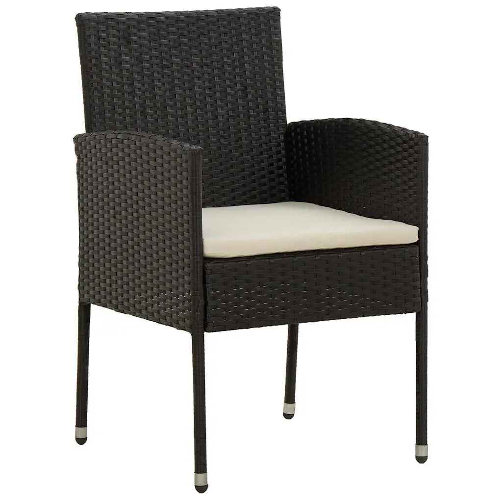 5 Piece Outdoor Dining Set Patio Garden Furniture Black Rattan Table Chairs