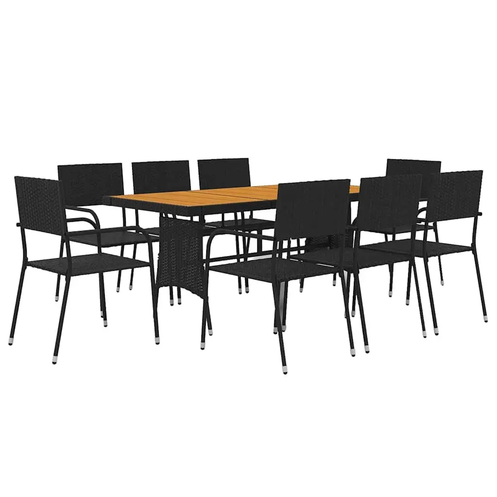 Outdoor Dining Set 9 Piece Patio Garden Furniture Black Table and Chairs