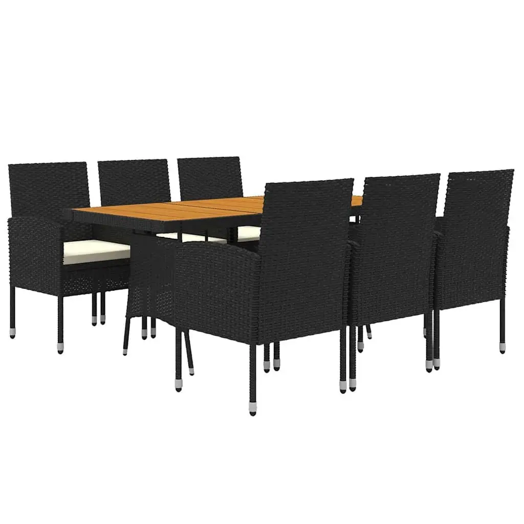 7 Piece Outdoor Dining Set Patio Garden Furniture Black PE Rattan Table and Chairs