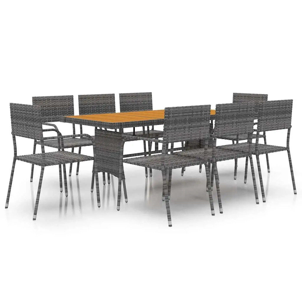Outdoor Dining Set 9 Piece Patio Garden Furniture Grey Table Chairs