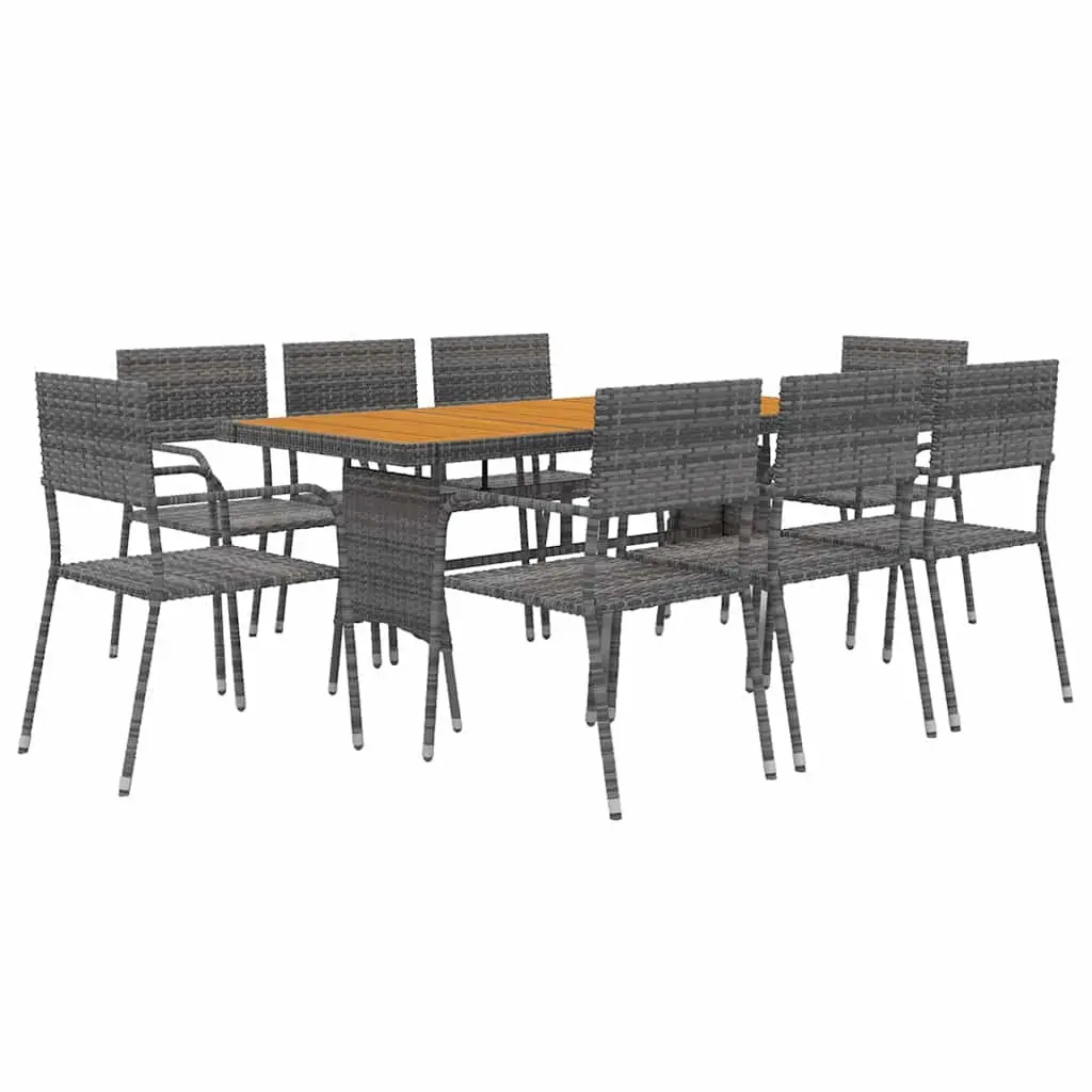 Outdoor Dining Set 9 Piece Patio Garden Furniture Grey Table Chairs