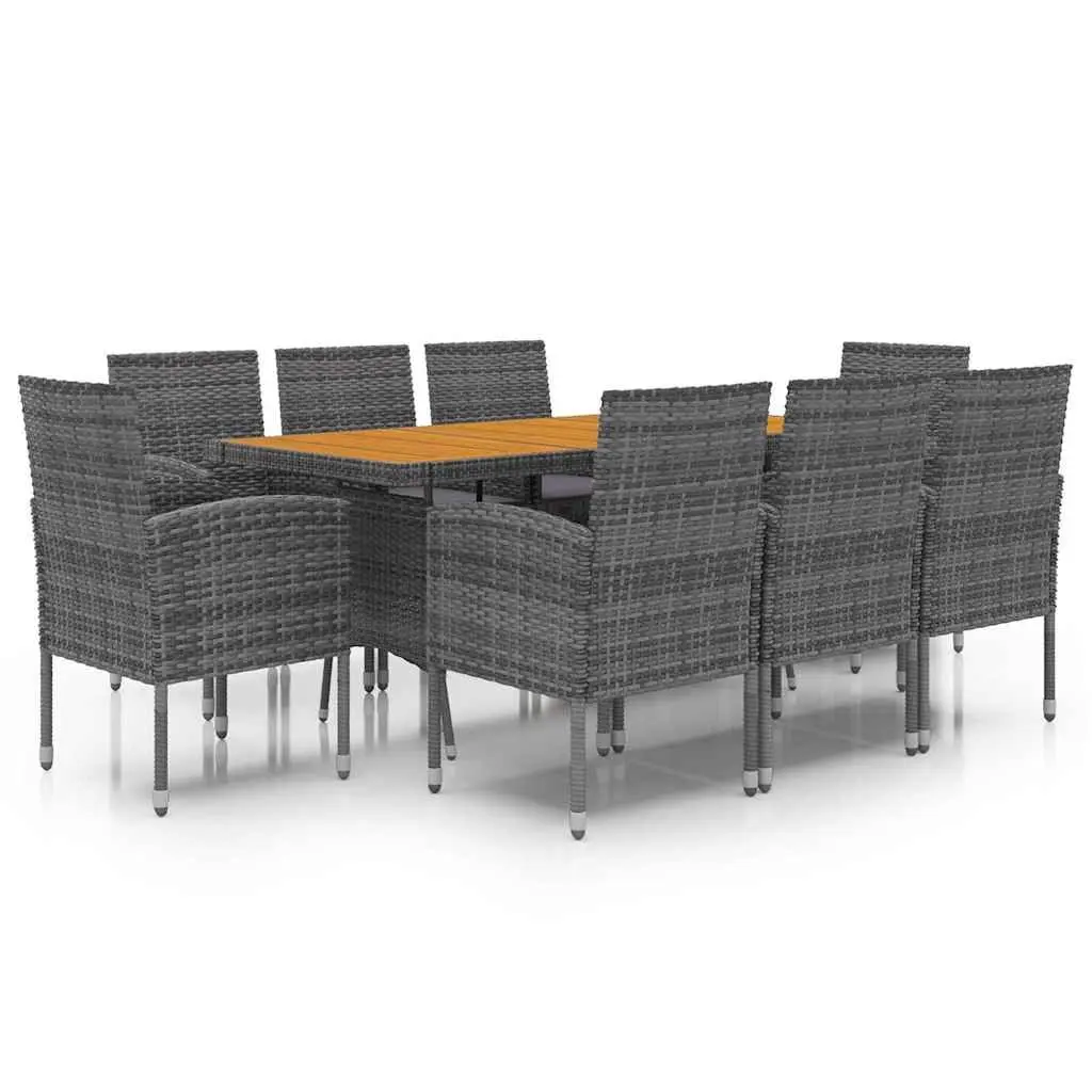 Outdoor Dining Set 9 Piece Patio Garden Furniture Table Chairs Rattan Grey