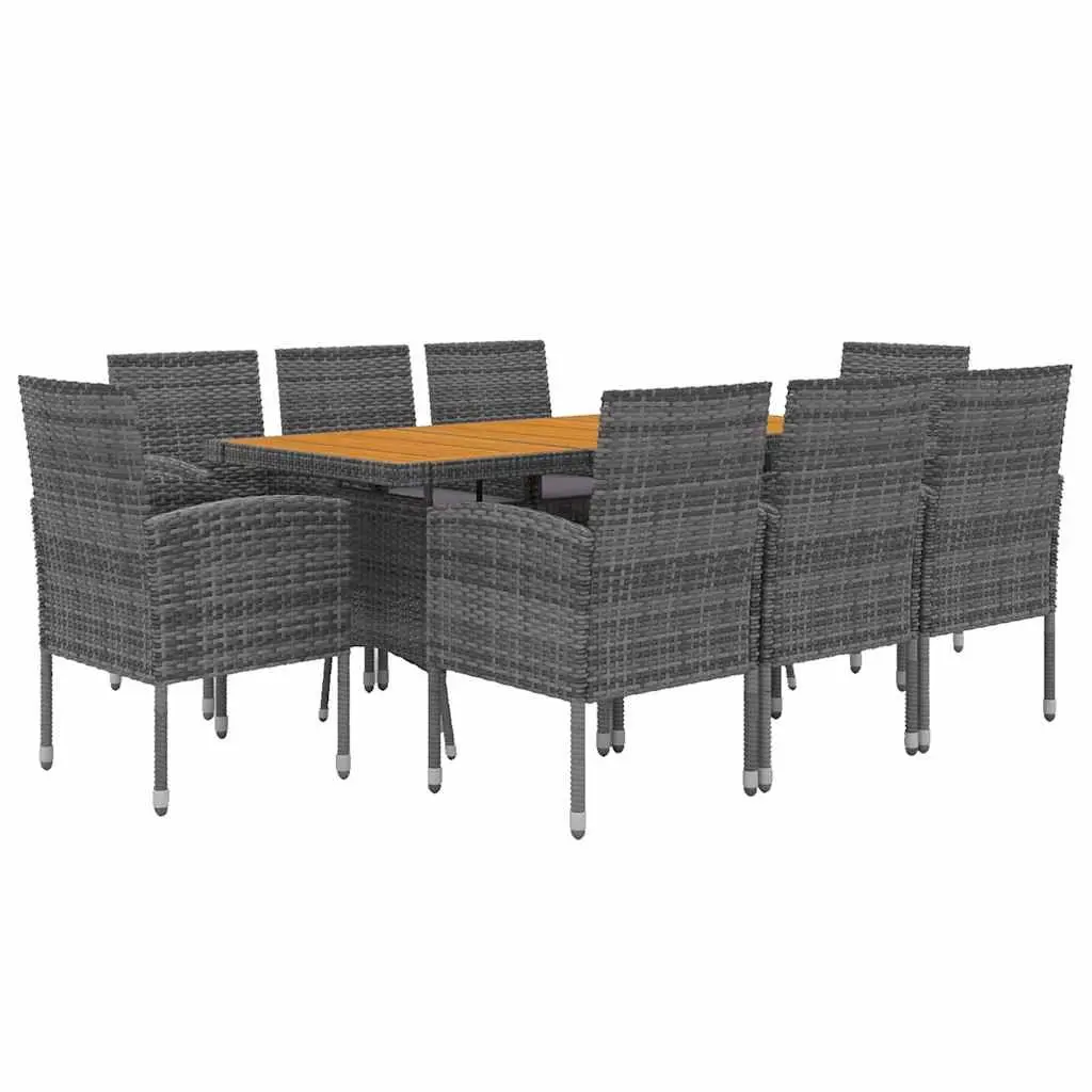 Outdoor Dining Set 9 Piece Patio Garden Furniture Table Chairs Rattan Grey