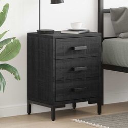 Bedside Cabinet Set 2 pcs 40x30x55 cm Black Solid Pine Wood