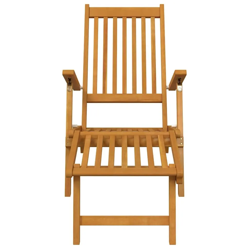 Deck Chair for Garden Patio Brown with Footrest and Table