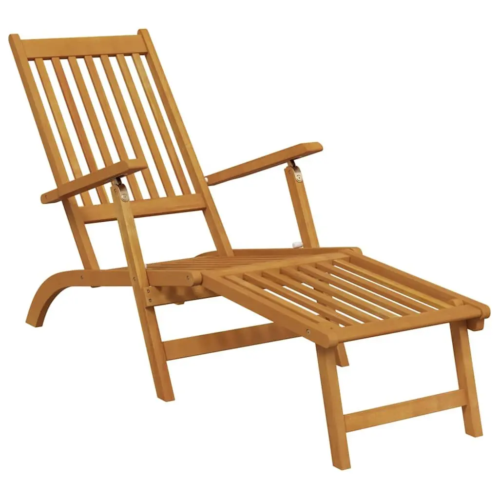 Deck Chair for Garden Patio Brown with Footrest and Table