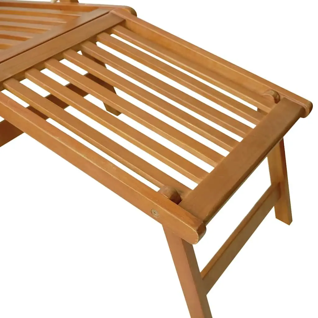 Deck Chair for Garden Patio Brown with Footrest and Table