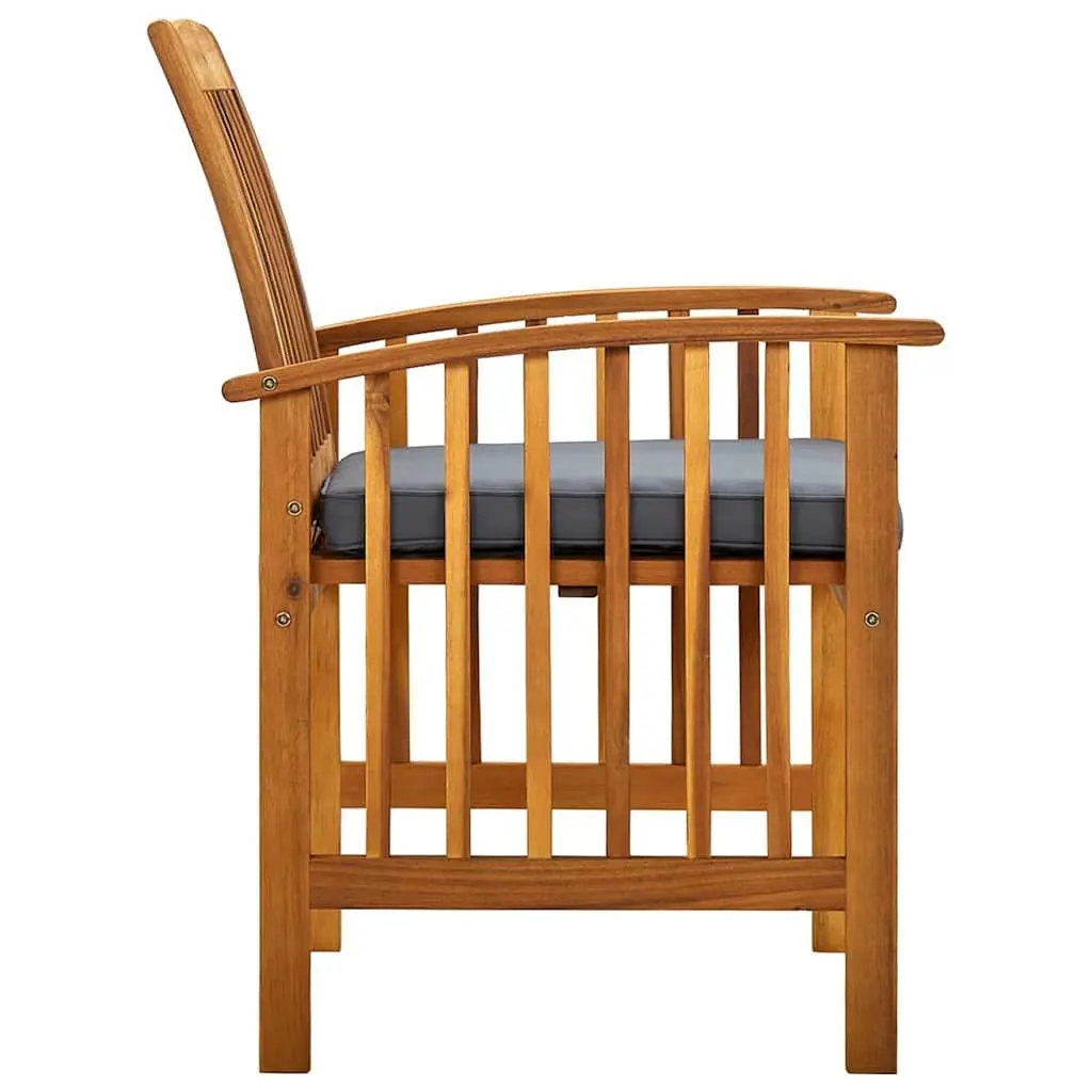 Outdoor Dining Chairs Set 6 Piece Grey Cushions Solid Wood Acacia Garden