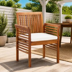Outdoor Dining Chairs Set 4 pcs Garden Seating with Cushions Wood Acacia Brown