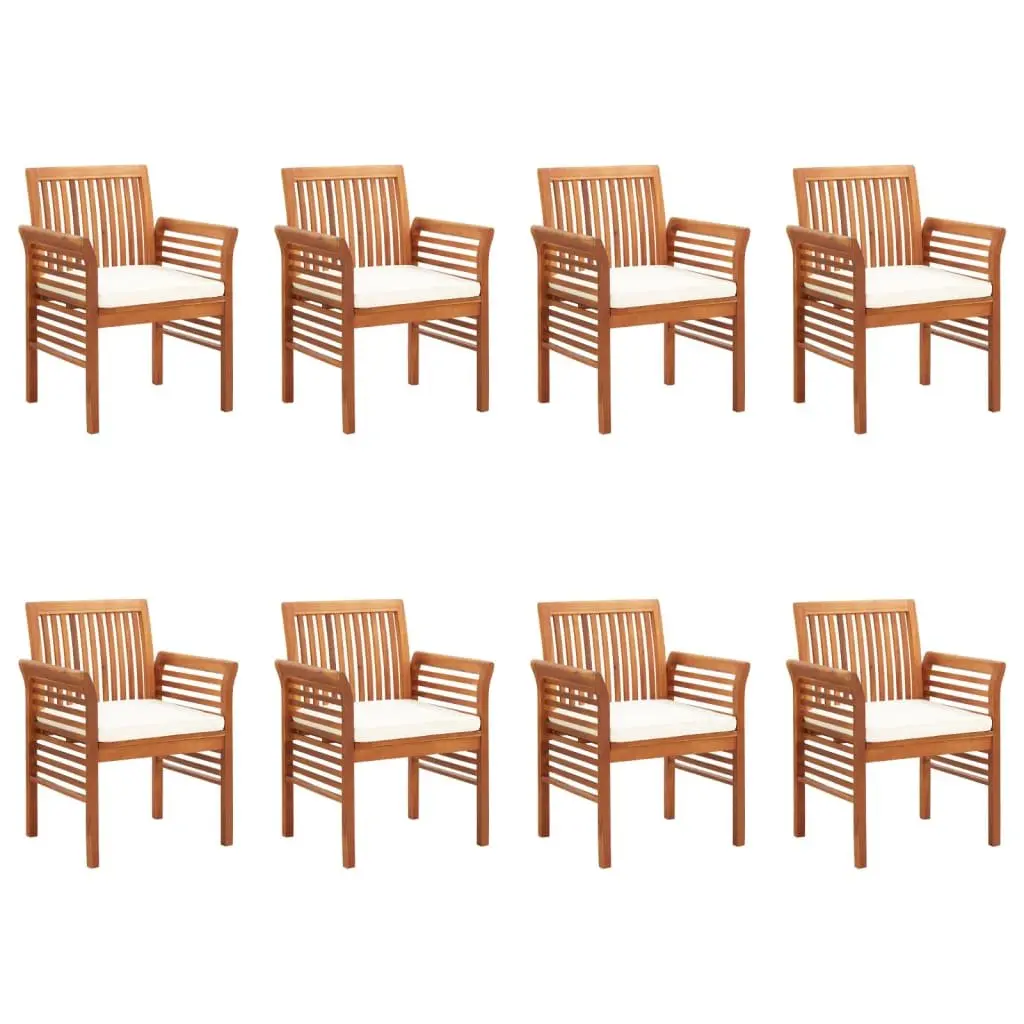8-Piece Wooden Outdoor Dining Chairs Set with Cushions