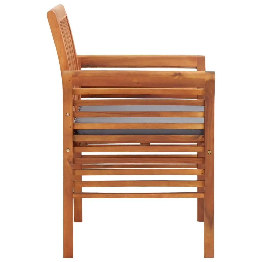 Outdoor Dining Chairs Set of 4 for Patio Garden Solid Acacia Wood with Cushions
