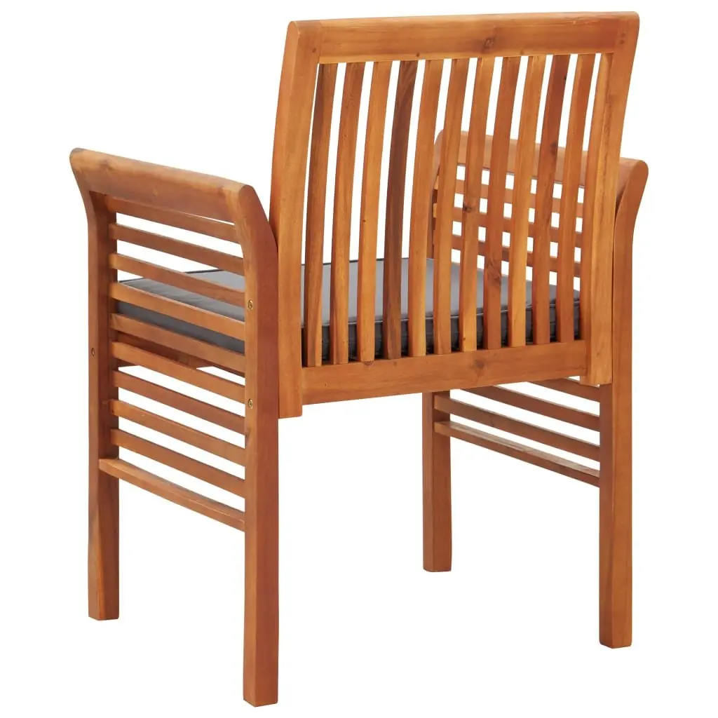 Outdoor Dining Chairs Set of 4 for Patio Garden Solid Acacia Wood with Cushions