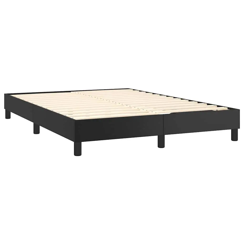 Black Faux Leather Queen Box Spring Bed Frame