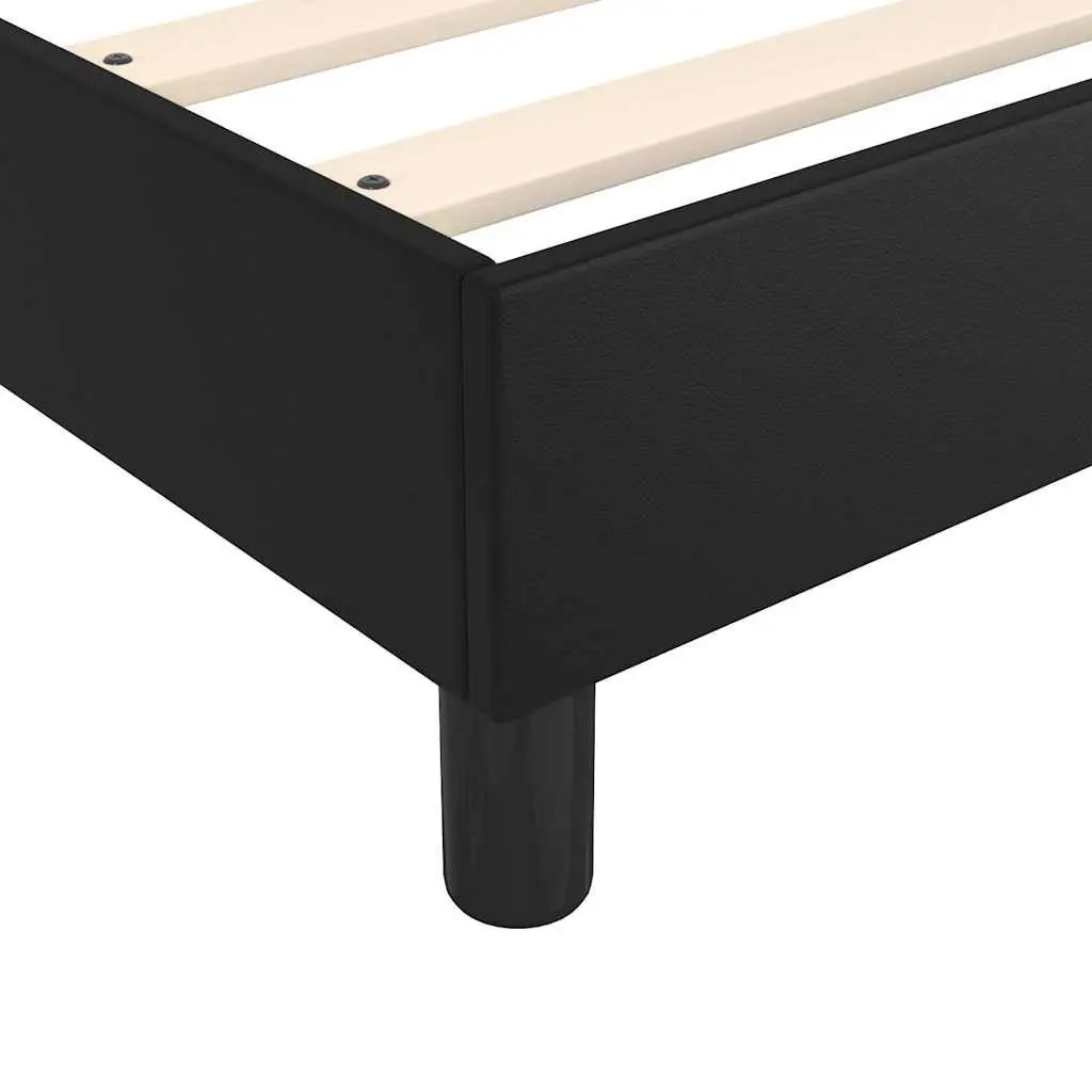 Black Faux Leather Queen Box Spring Bed Frame