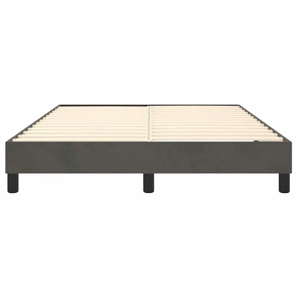 Box Spring Bed Frame Queen Size Grey Velvet Upholstered Bedroom Furniture
