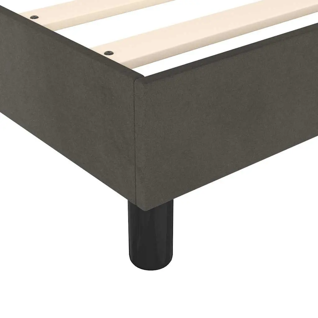 Box Spring Bed Frame Queen Size Grey Velvet Upholstered Bedroom Furniture