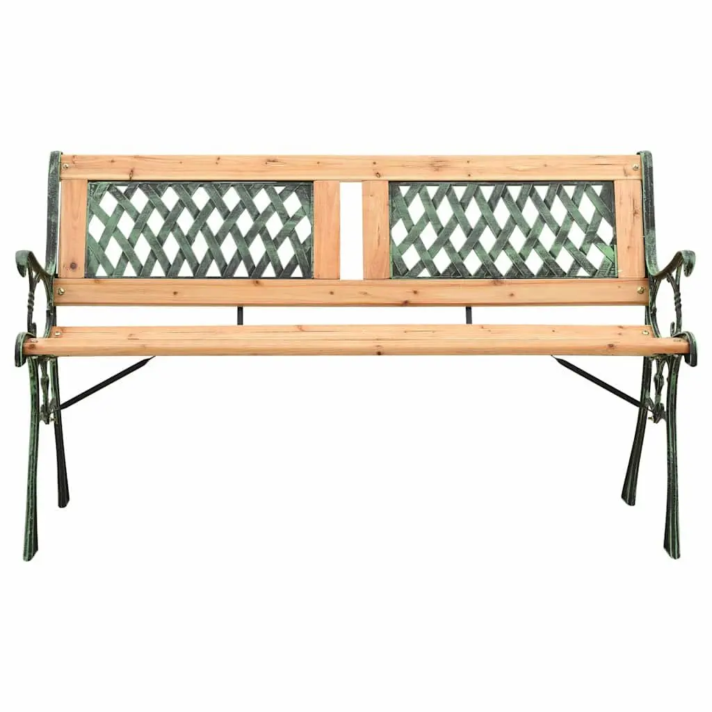 Garden Bench Outdoor Seating 122cm Solid Wood Cast Iron Legs