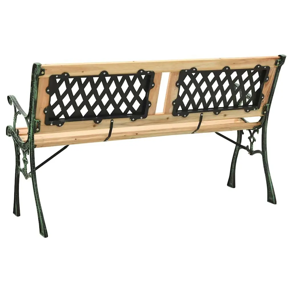Garden Bench Outdoor Seating 122cm Solid Wood Cast Iron Legs