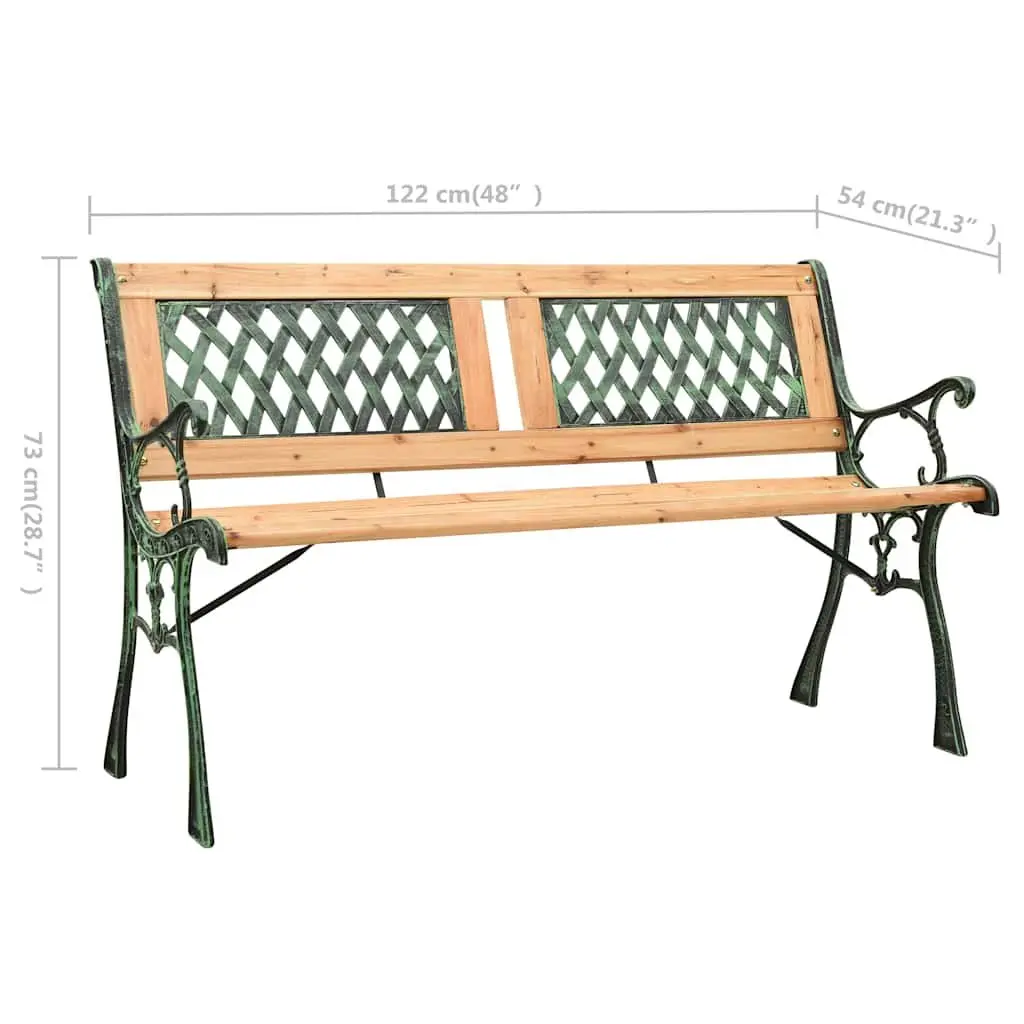 Garden Bench Outdoor Seating 122cm Solid Wood Cast Iron Legs