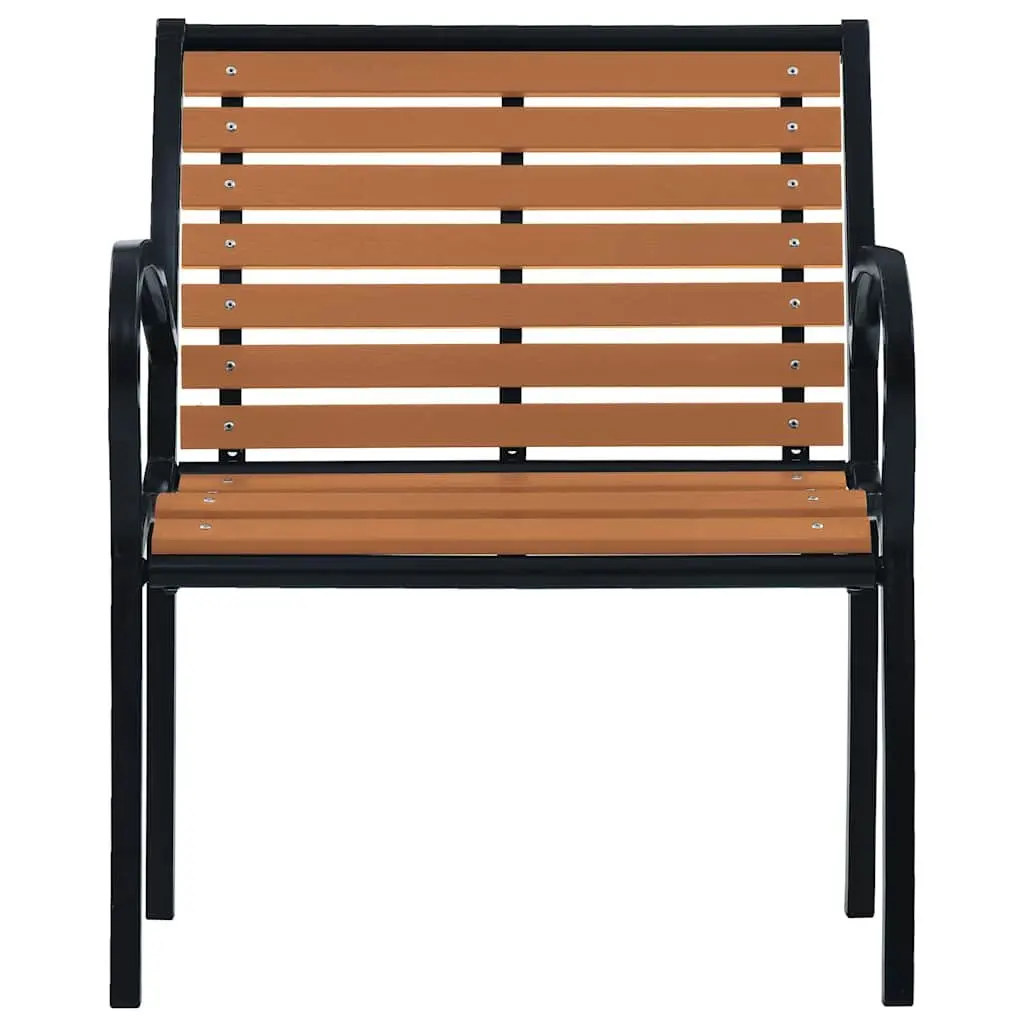 Garden Chairs 2 Piece Patio Seating Steel WPC Black Stackable Outdoor Furniture