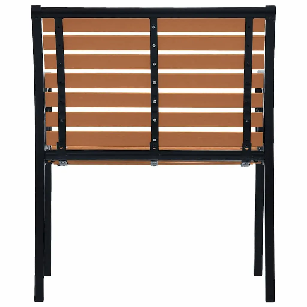 Garden Chairs 2 Piece Patio Seating Steel WPC Black Stackable Outdoor Furniture