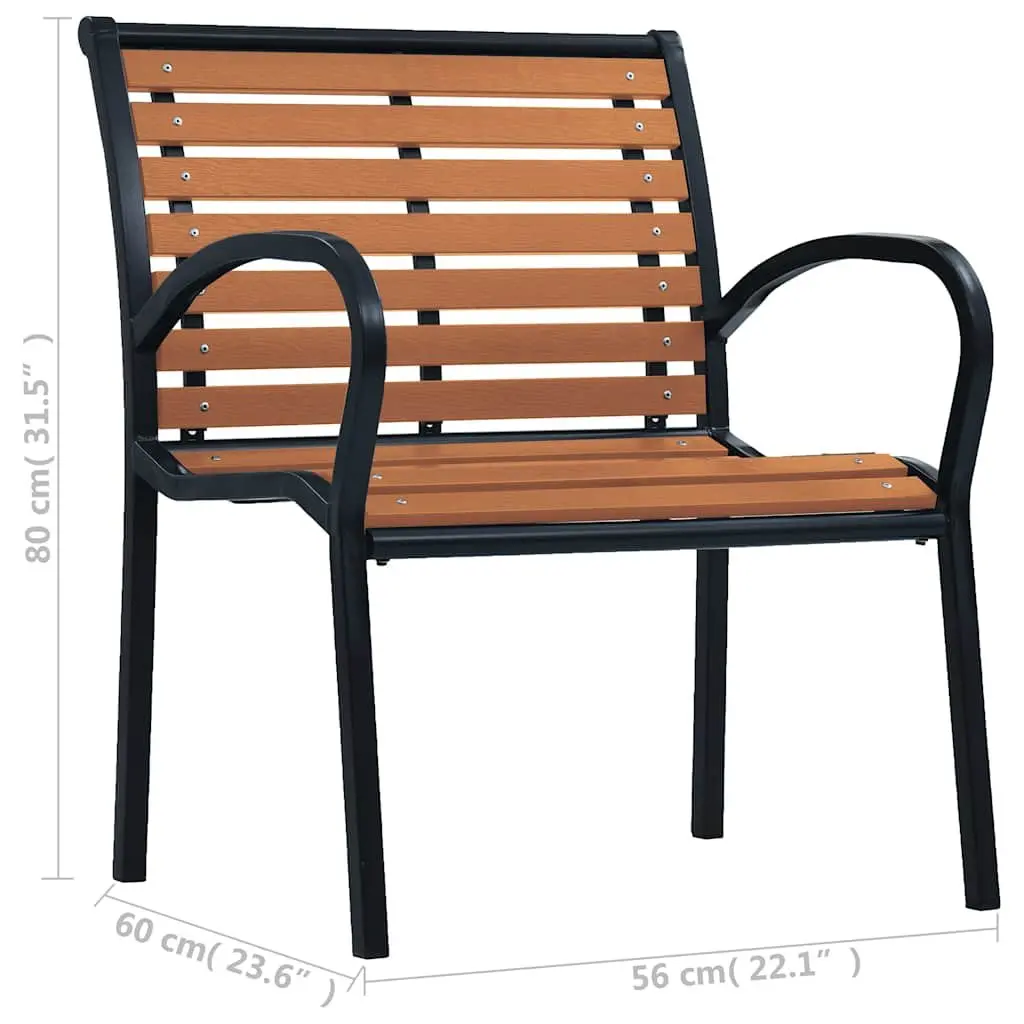 Garden Chairs 2 Piece Patio Seating Steel WPC Black Stackable Outdoor Furniture