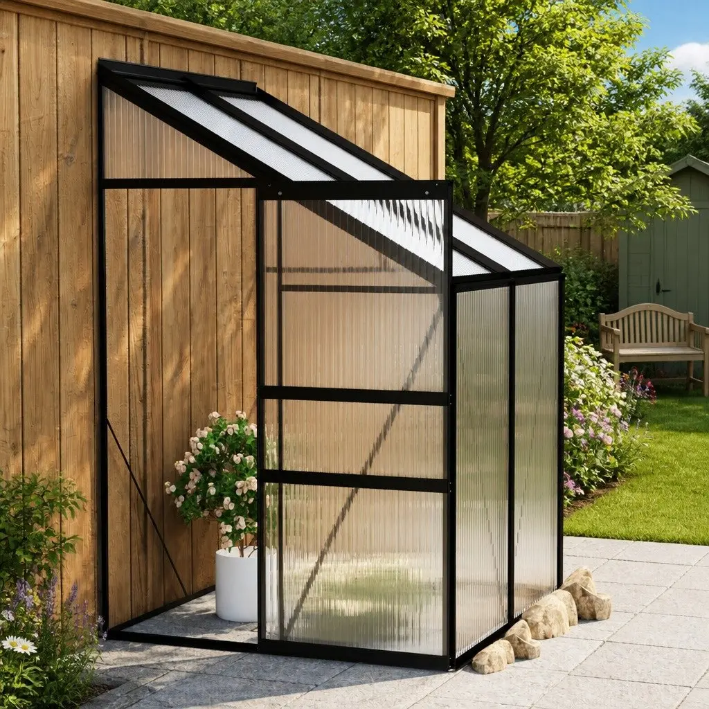 Greenhouse for Garden 1.64m² Anthracite Aluminium Frame PC Board