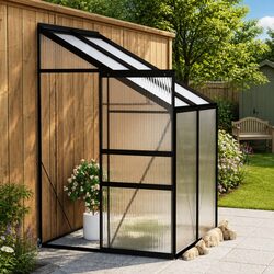 Greenhouse Anthracite Aluminium Frame PC Board 1.64m² Garden Plant Protection