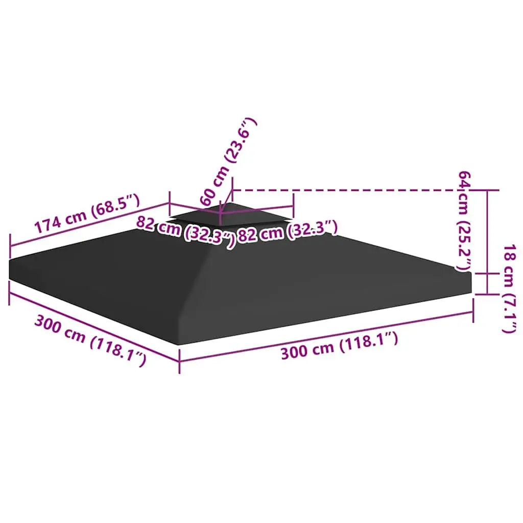 2-Tier Gazebo Top Cover 3x3 m