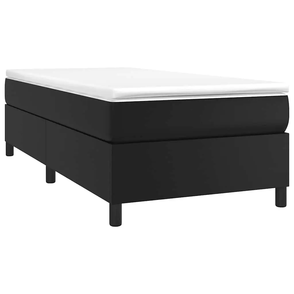 Box Spring Bed Frame King Single Black Faux Leather Bedroom