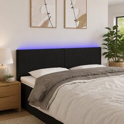 LED Headboard Black 144cm Wide Fabric Adjustable Height Bedroom Bed Backrest