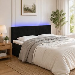 144cm Black Velvet LED Headboard: Dimensions and Features