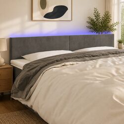 Specifications for Grey Velvet LED Headboard 200 cm