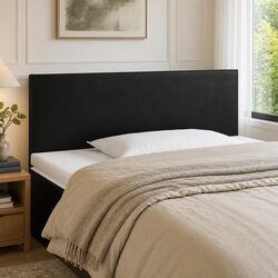 LED Headboard 100cm Dimensions, Black Faux Leather, Adjustable