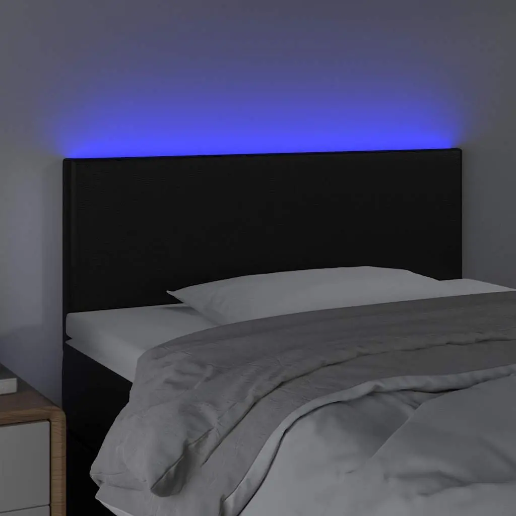 LED Headboard 100cm Black Faux Leather Bed Modern Bedroom Adjustable Height