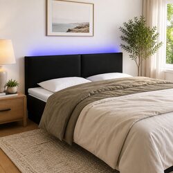 LED Headboard Specifications: 144 cm Black Faux Leather
