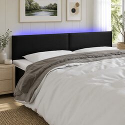 LED Headboard 200cm Black Faux Leather Bed Backrest Modern Bedroom Furniture